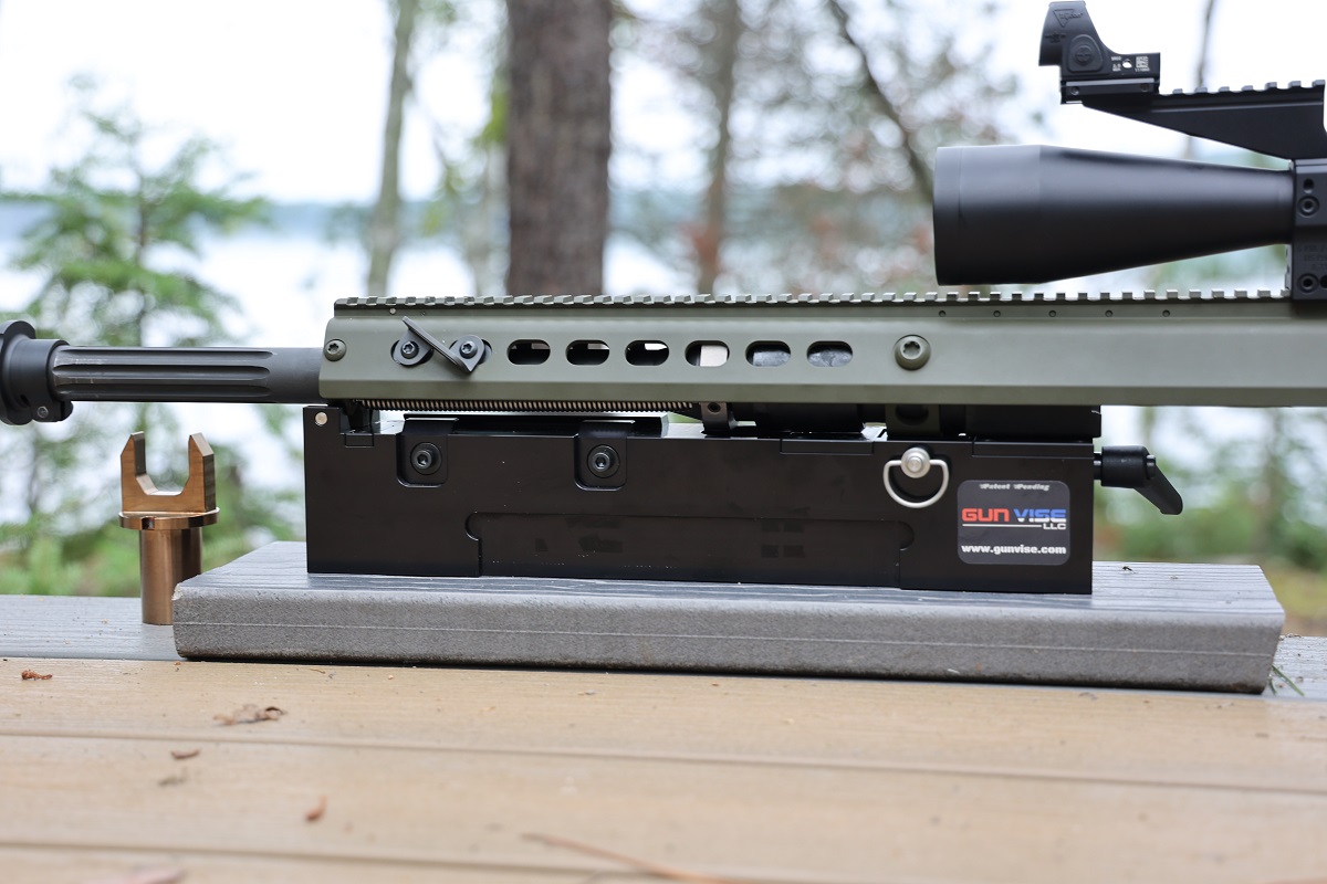 Secure-50 Vise Block secured to a Barrett M207A1